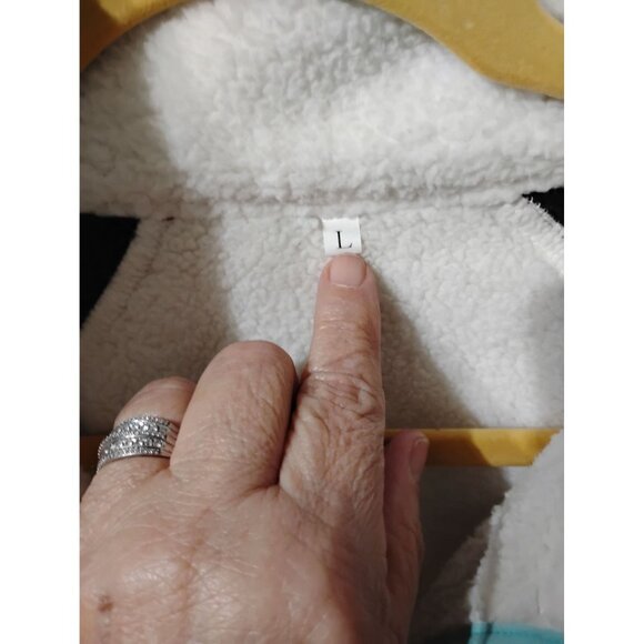 No brand name lg pullover fleece top jacket color block soft pockets LB 199 - Picture 3 of 6